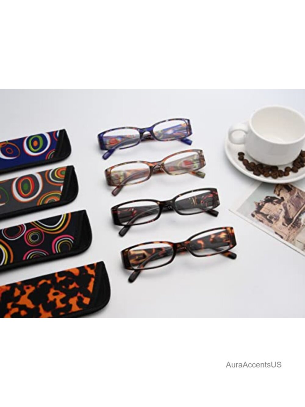 4-Pack Spring Hinge Rectangular Reading Glasses +1.75 - Picture 5 of 5